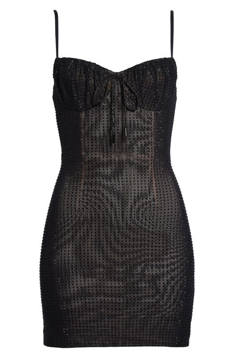 Crystal Hotfix Mesh Minidress