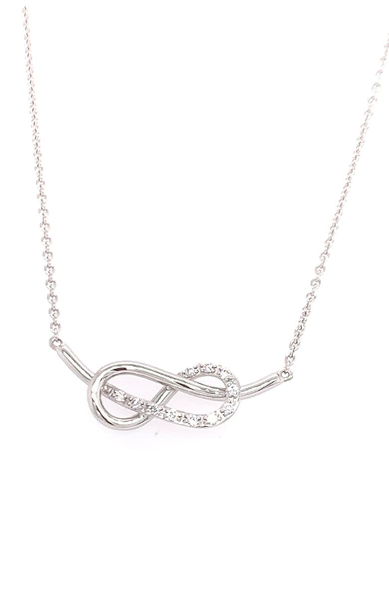 Breuning 14K White Gold Diamond Infinity Pendant Necklace - 0.11 ctw, Main, color, 