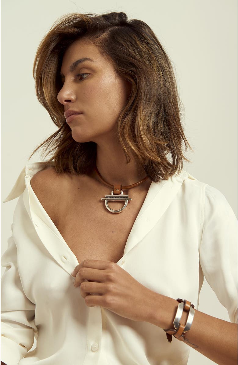 CXC Octagon Leather Bracelet, Alternate, color, Silver