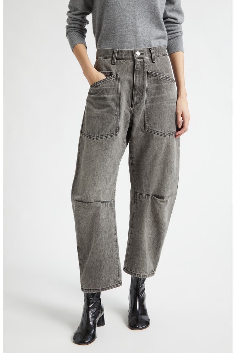 Shon Barrel Leg Jeans, Main, color, ASH GREY WASH