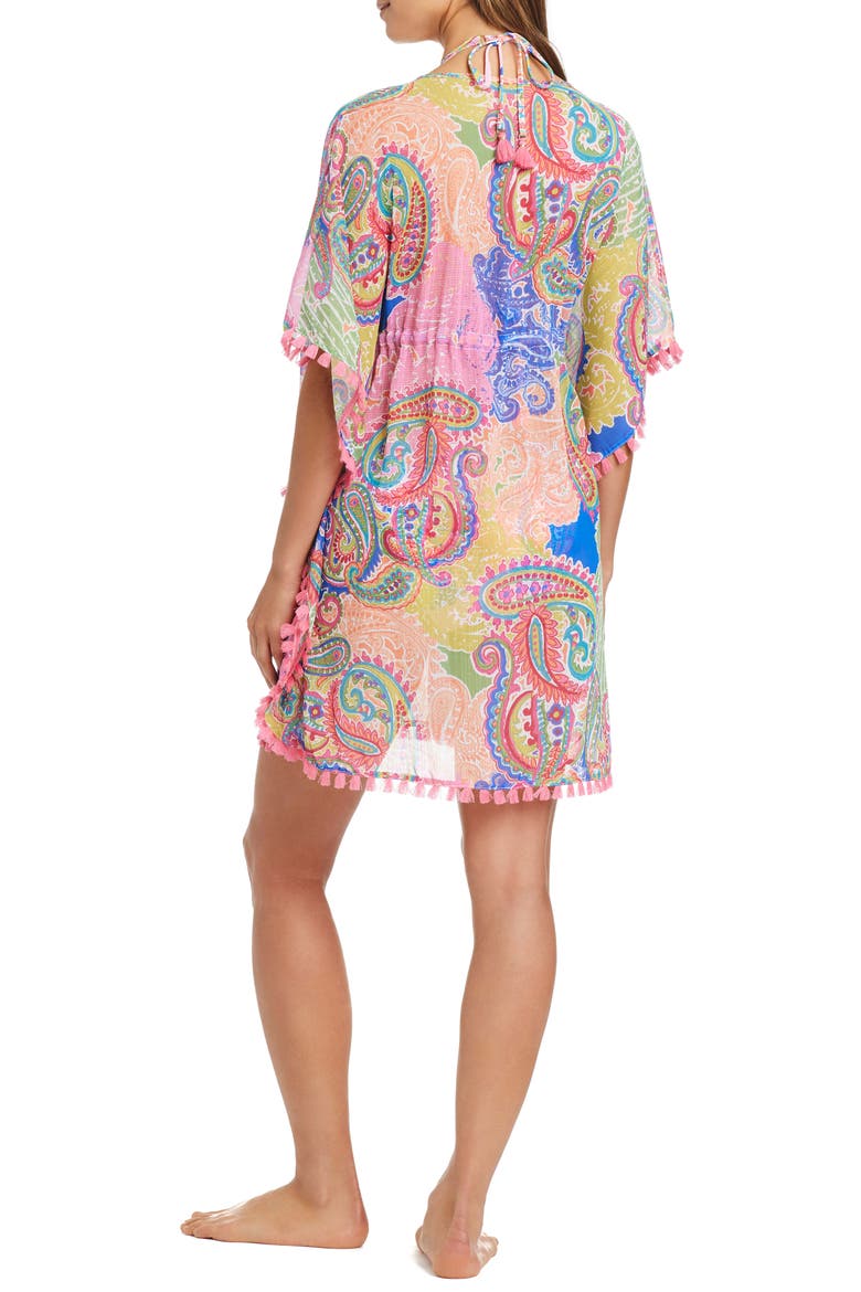 Sheer Cover-Up Caftan, Alternate, color, PINK MULTI