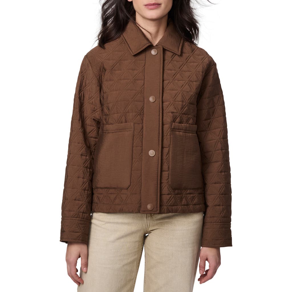 Bernardo Textured Quilted Snap-up Jacket In Saddle