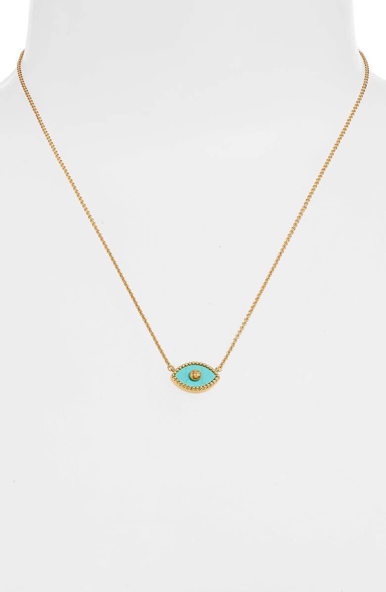 Tory Burch Evil Eye Pendant Necklace, Alternate, color,