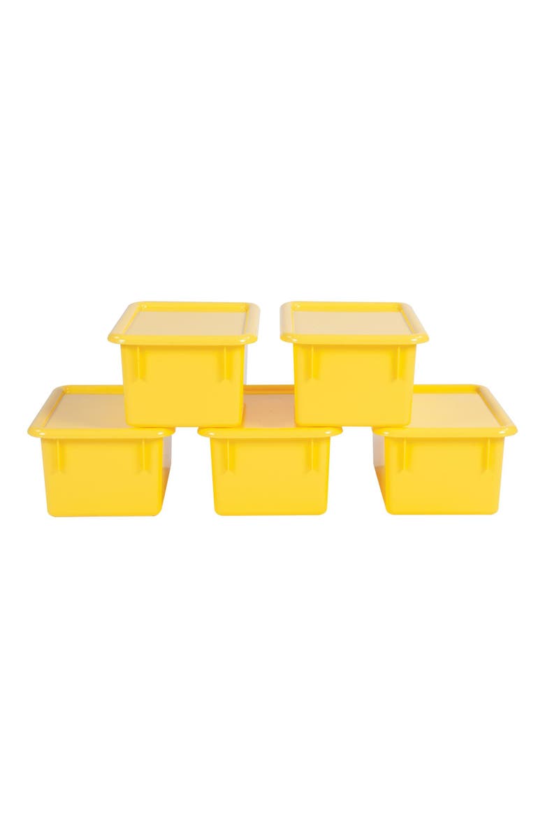 Storage Bins with Lids - Set of 5, Alternate, color, Yellow