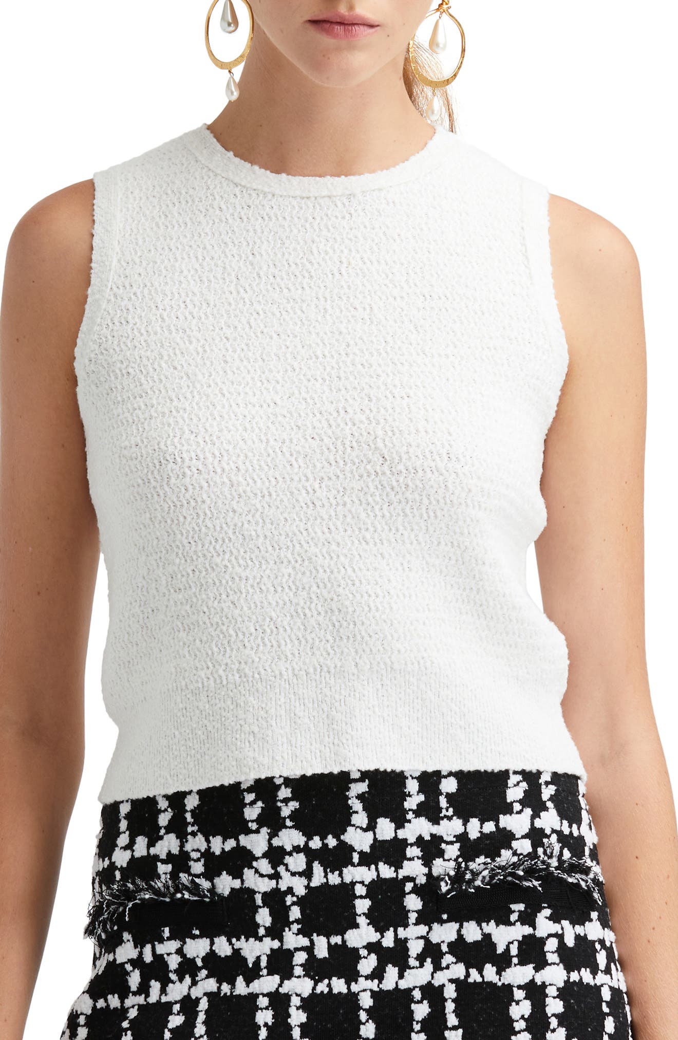 Oscar de la Renta Sleeveless Crewneck Shell (Women) | Nordstrom
