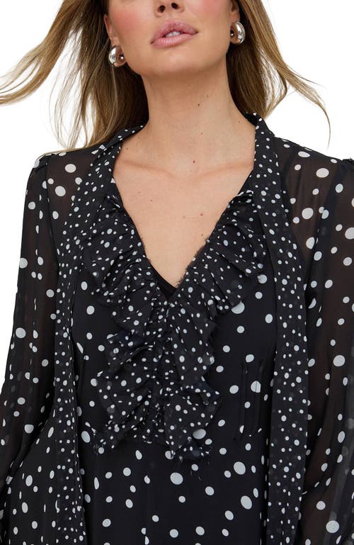 Lily And Lionel London Margot Ruffle Neck Spot Print Maxi Dress In Green