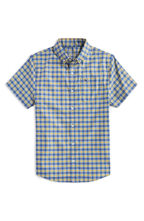 Kids' On-The-Go brrr° Short Sleeve Cotton Button-Down Shirt (Toddler & Little Kid)