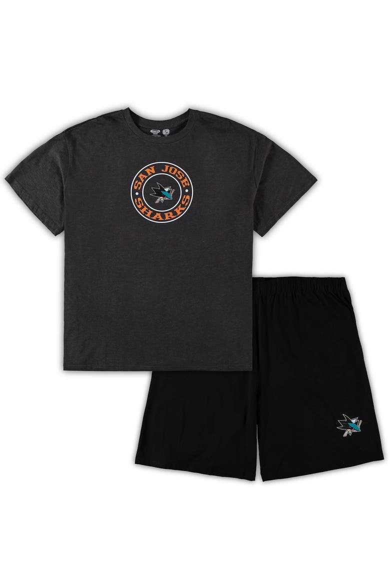 Men's Concepts Sport Black/Heathered Charcoal San Jose Sharks Big & Tall T-Shirt & Shorts Sleep Set, Main, color, Black