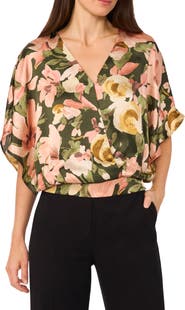 Halogen® Faux Wrap Satin Top