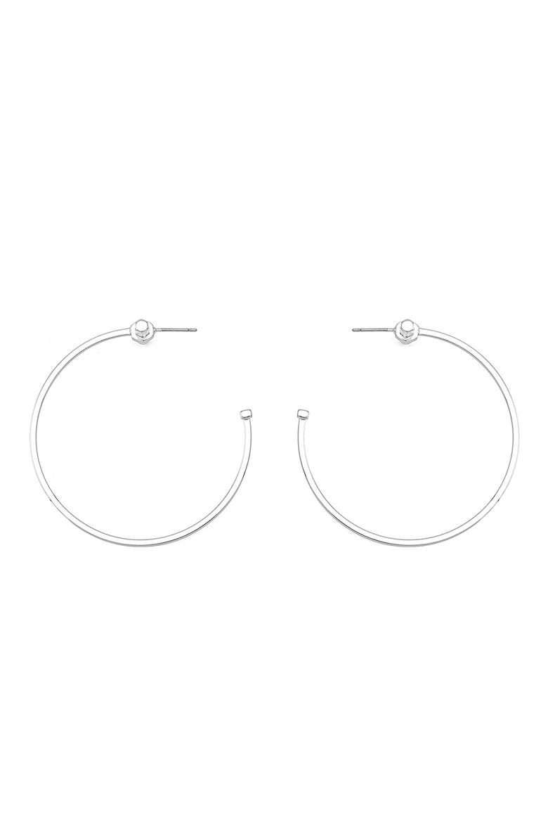 Large Bolt Hoop Earrings, Alternate, color, SHINY RHODIUM