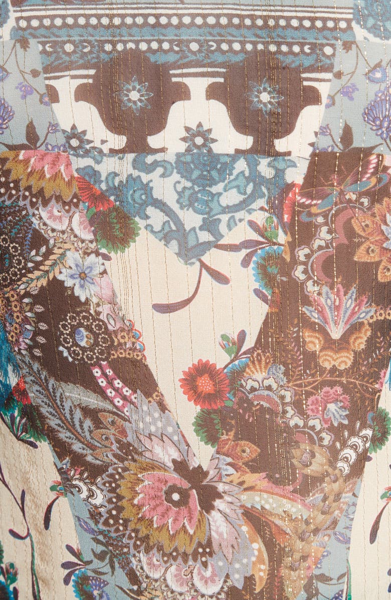 Roberto Cavalli Patchwork Print Silk Top, Alternate, color, 