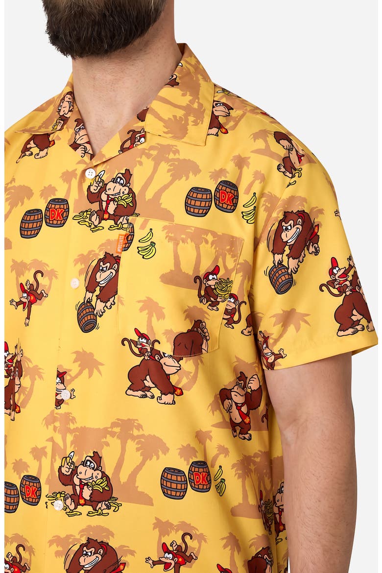 Donkey Kong Graphic Button-Up Shirt & Shorts Set, Alternate, color, YELLOW