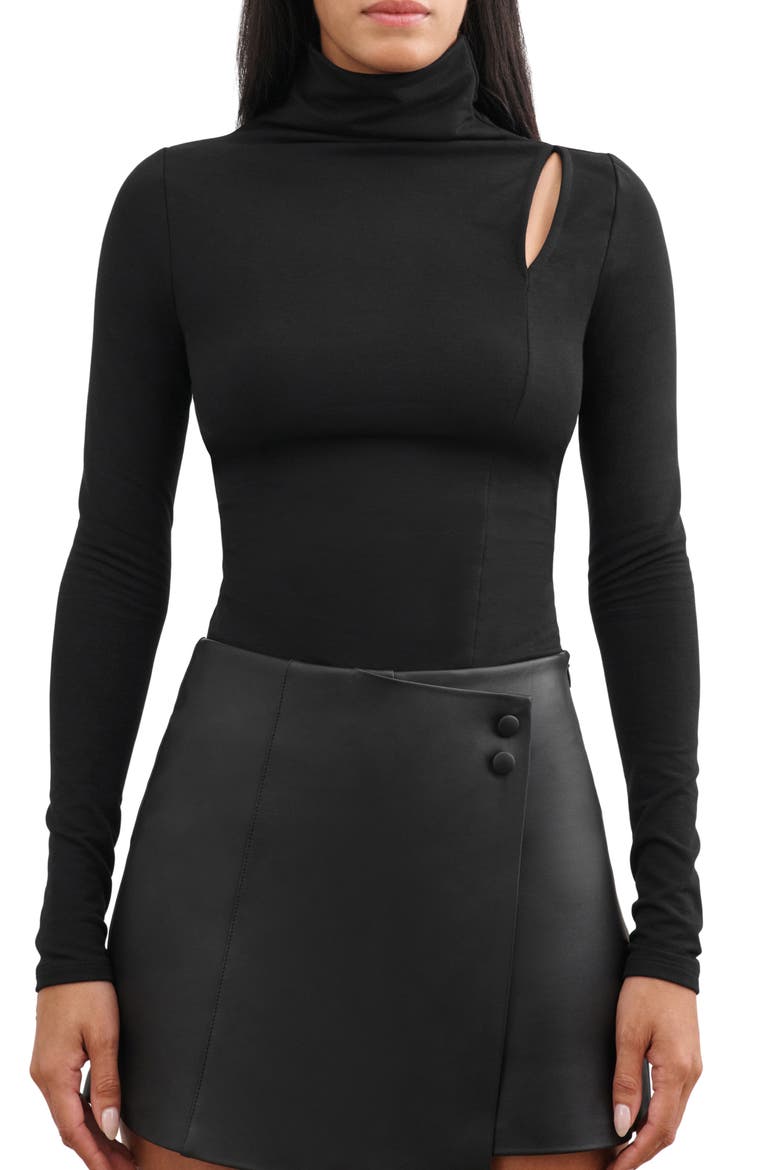 Lennox Asymmetric Long Sleeve Top, Main, color, BLACK