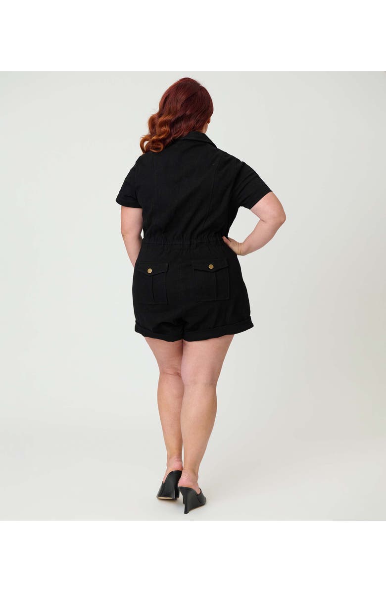 Unique Vintage Plus Size Garage Style Romper, Alternate, color, Black Solid