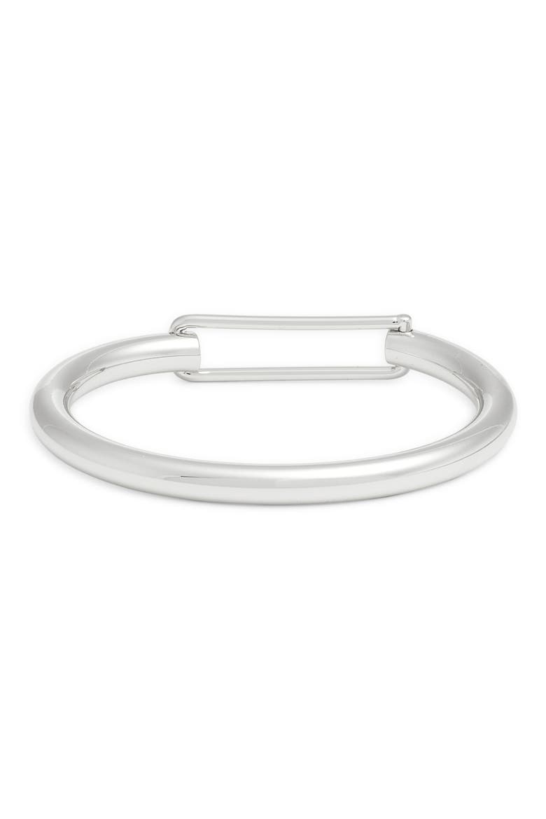 Open Rectangle Closure Bangle, Main, color, SILVER