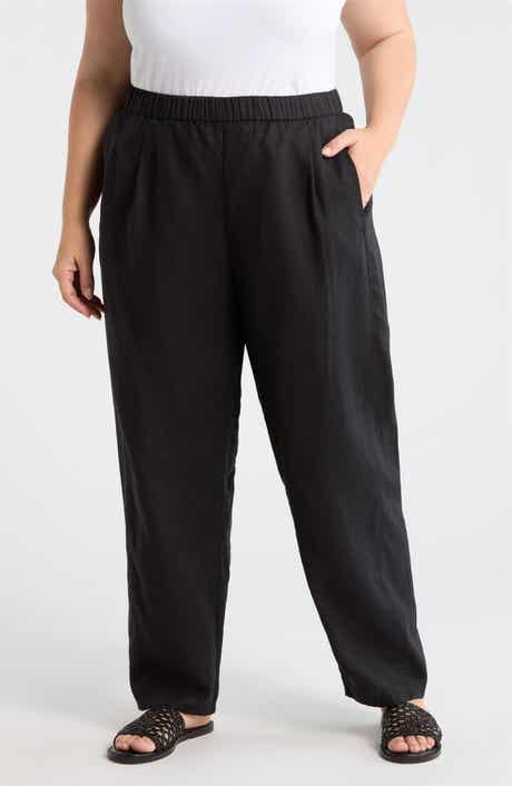 Pleated Organic Linen Ankle Lantern Pants