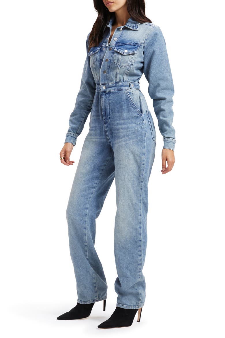 Long Sleeve Denim Jumpsuit, Alternate, color, INDIGO301