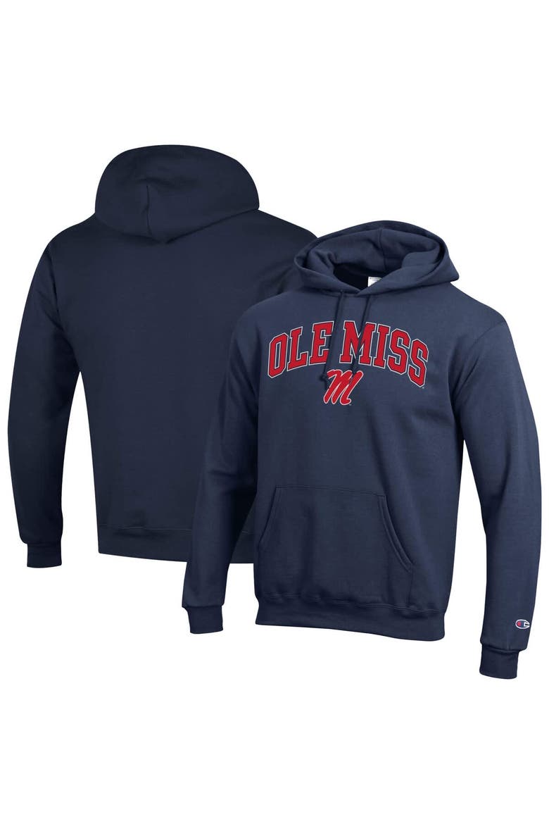 Men's Champion  Navy Ole Miss Rebels Arched Logo Fleece Pullover Hoodie, Main, color, Navy