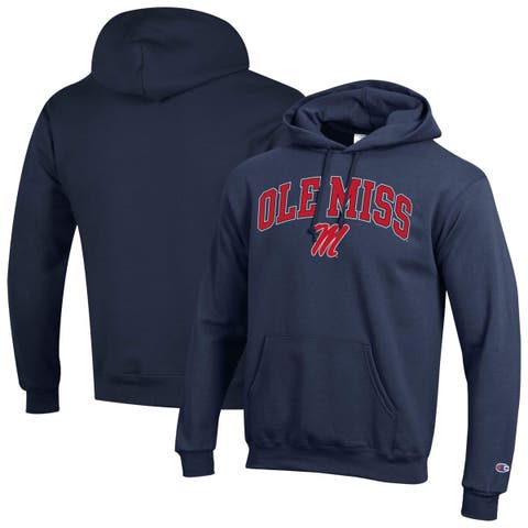 Men's Champion  Navy Ole Miss Rebels Arched Logo Fleece Pullover Hoodie