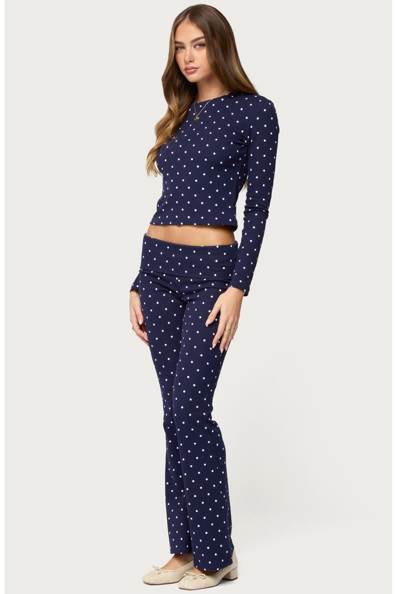 Daliya Polka Dot Crop Stretch Cotton T-Shirt, Alternate, color, NAVY