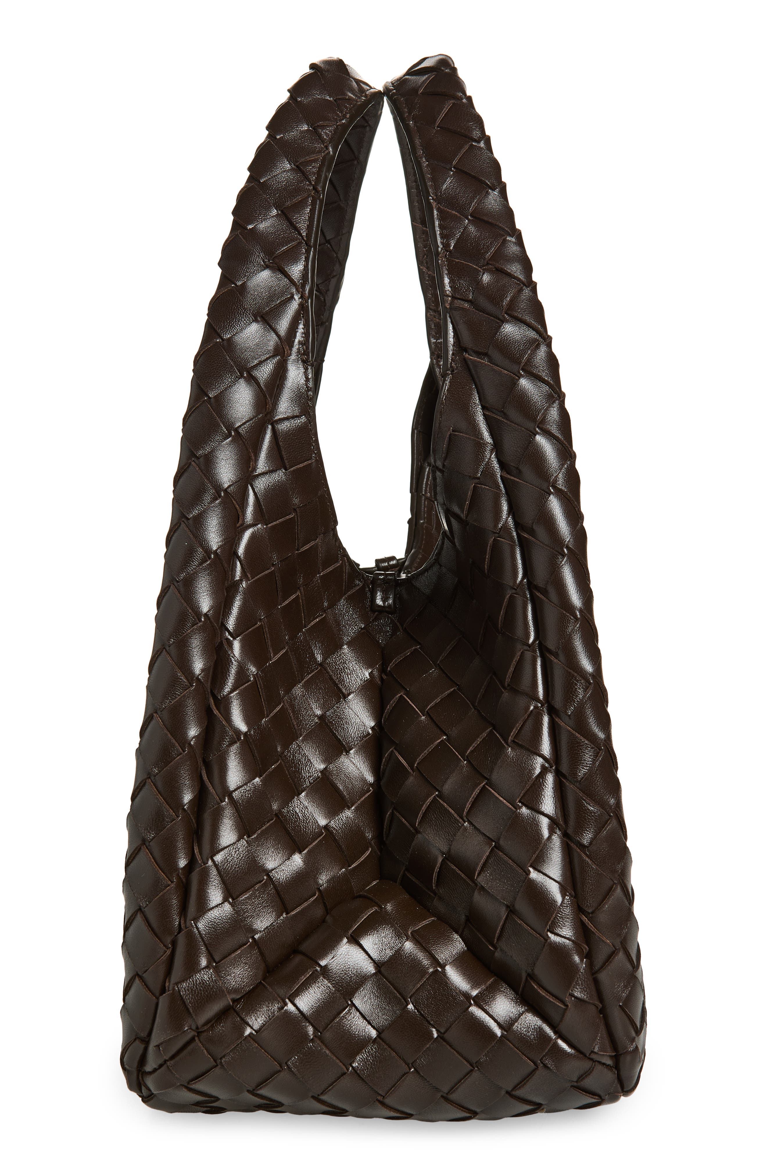 Bottega Veneta Campana Intrecciato Leather Shoulder Bag, Alternate, color, 2190 Fondant-M Brass