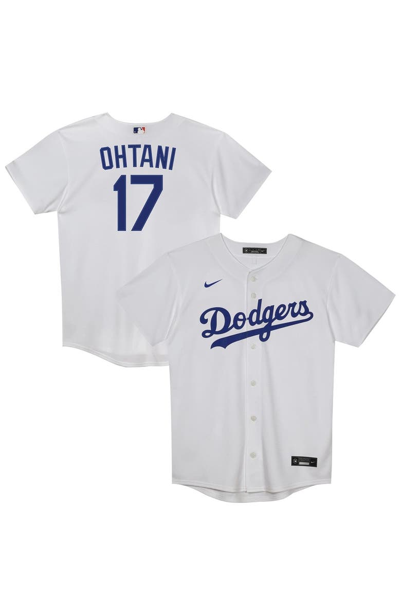 Nike Preschool Nike Shohei Ohtani White Los Angeles Dodgers Home Replica Player Jersey, Main, color,