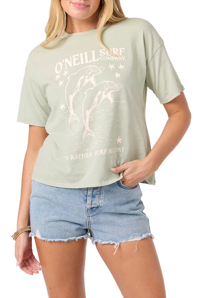Twinning Cotton Graphic T-Shirt, Main, color, DESERT SAGE