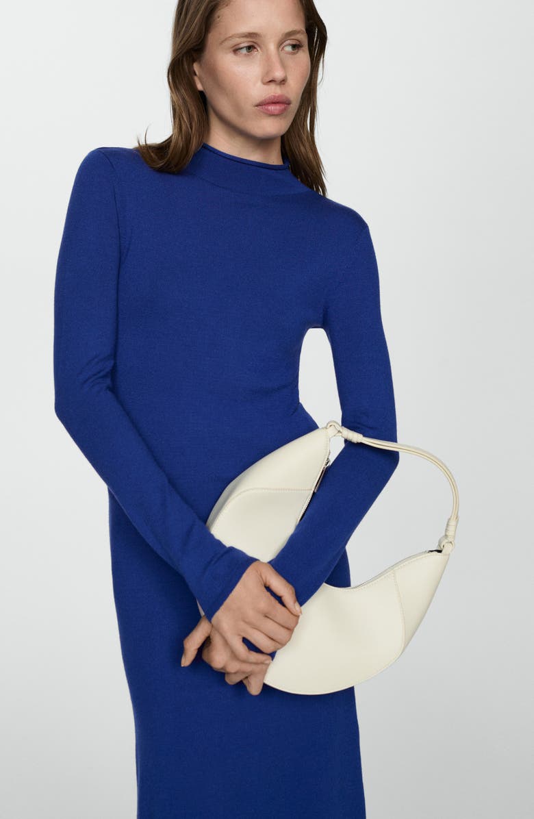 MANGO Perkins Long Sleeve Knit Dress, Alternate, color, Vibrant Blue