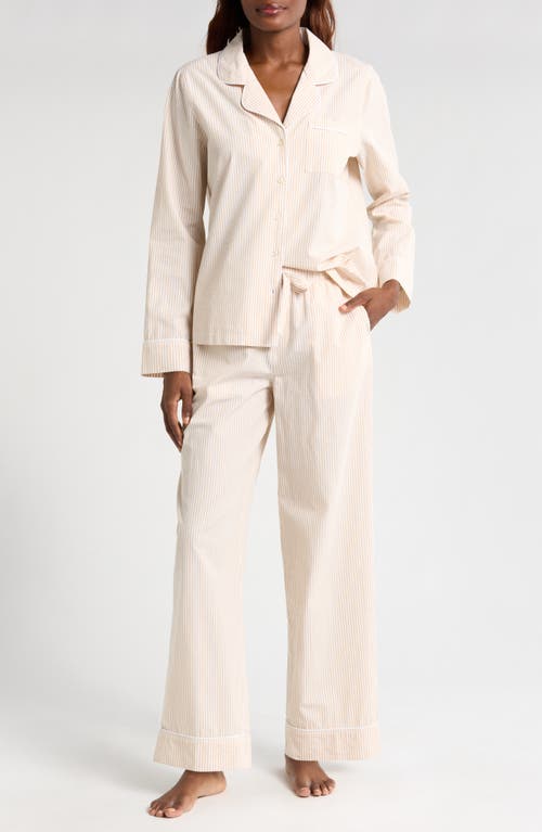 Nordstrom Classic Cotton Pajamas In Tan Shore Skinny Stripe