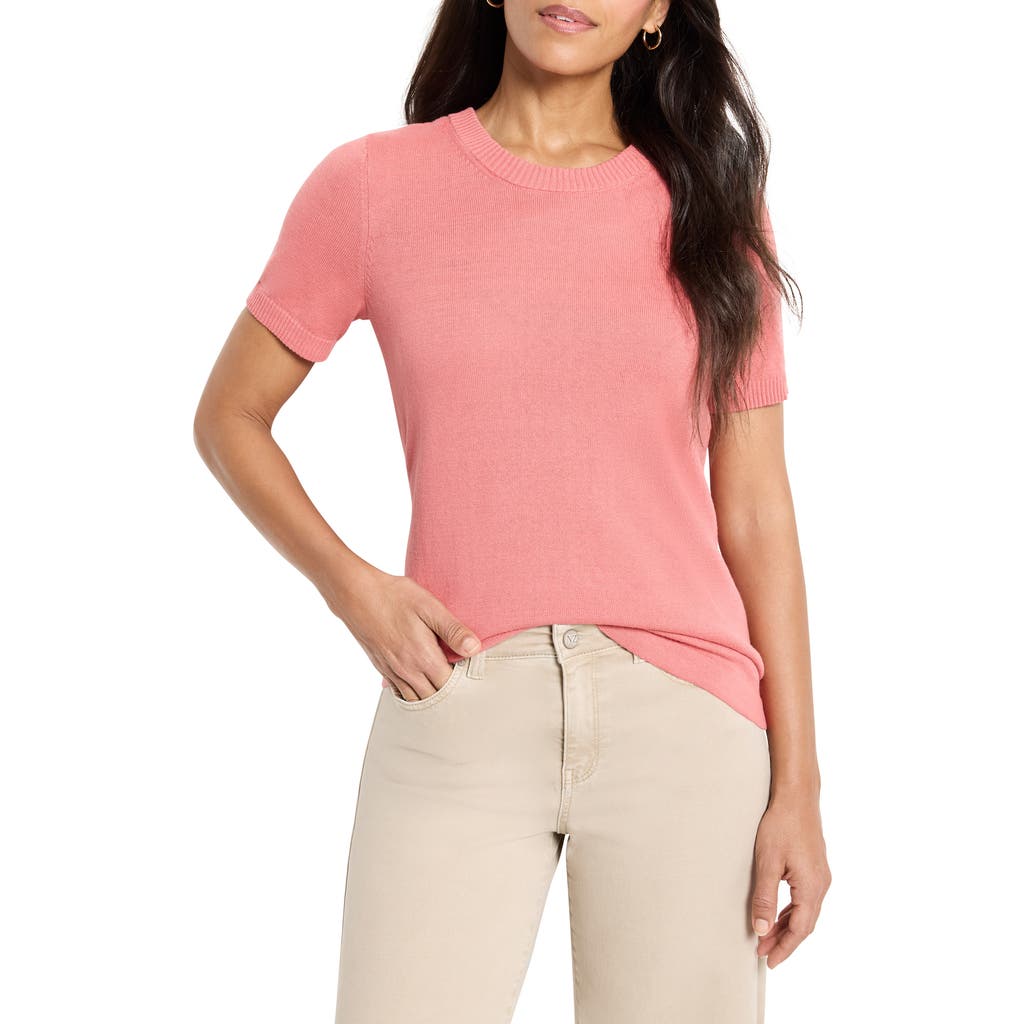 Nic + Zoe Perfect Knit Crew Neck Tee In Guava