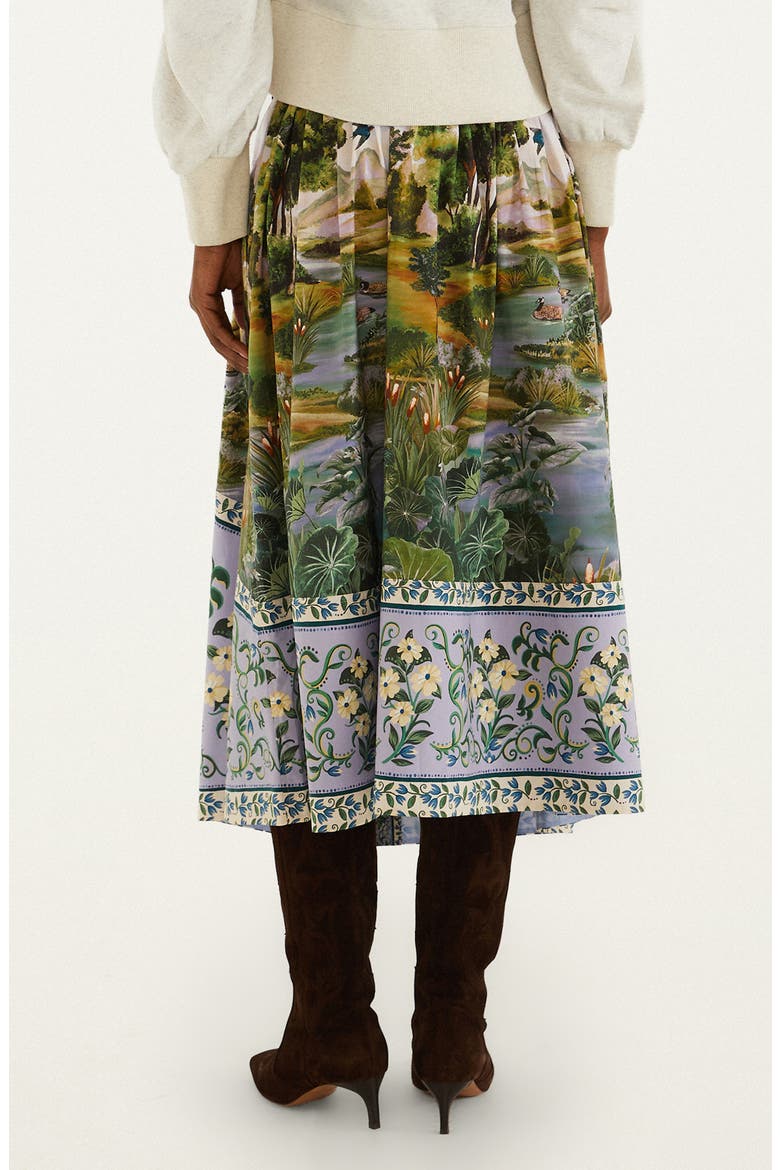 Countryside Landscape Midi Skirt, Alternate, color, GREEN