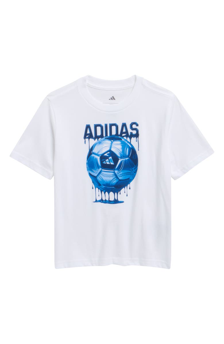 adidas Kids' Soccer Drip Graphic T-Shirt, Main, color, White W/ Blue