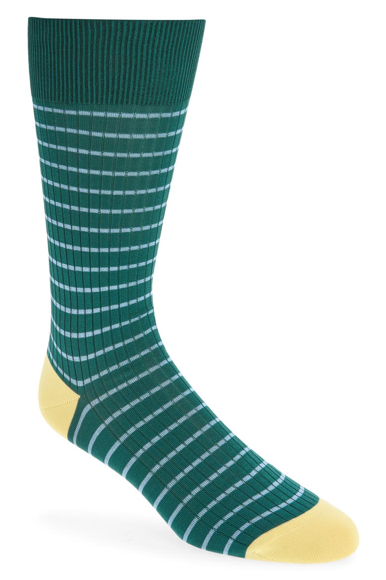 Downe Stripe Dress Socks, Main, color, SEA GREEN
