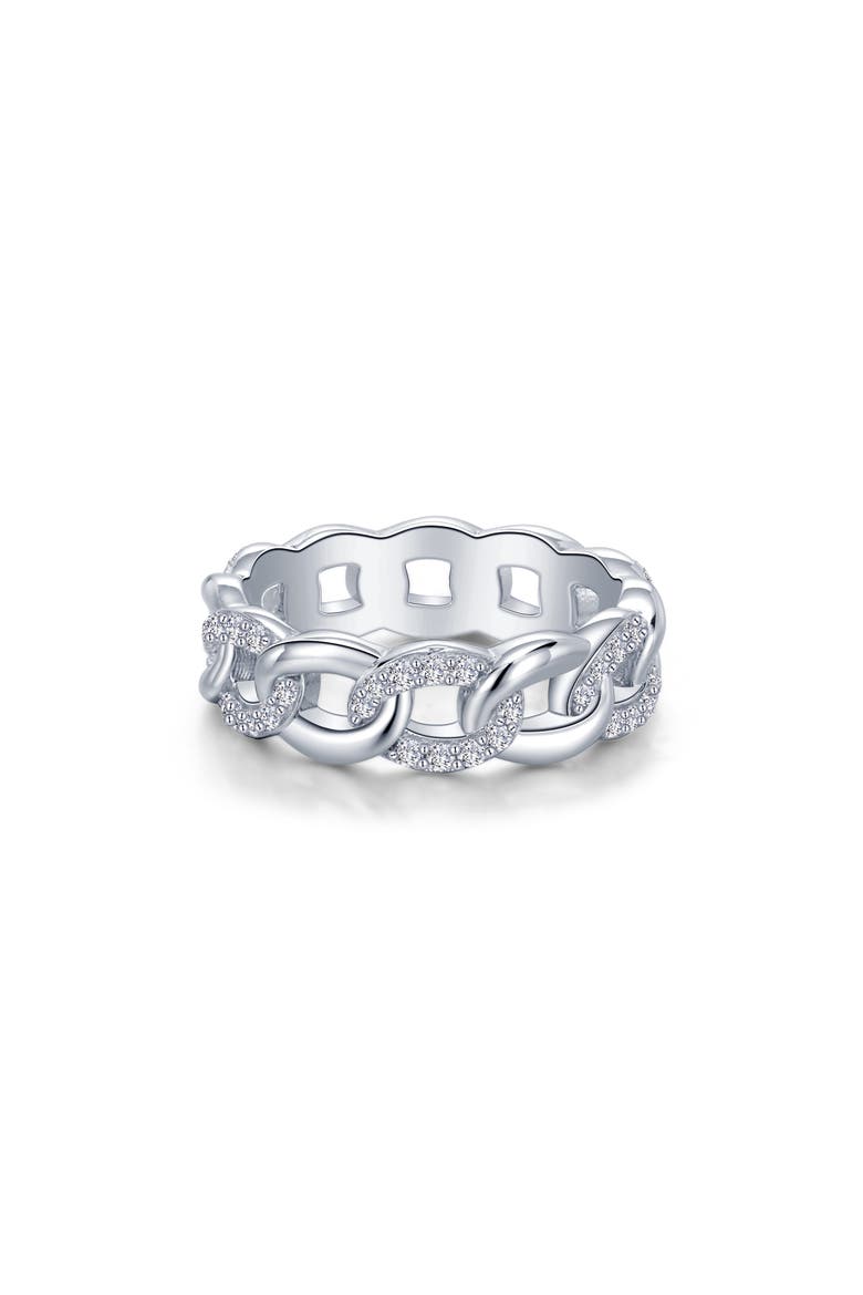 Simulated Diamond Interlocking Circles Eternity Band, Main, color, WHITE