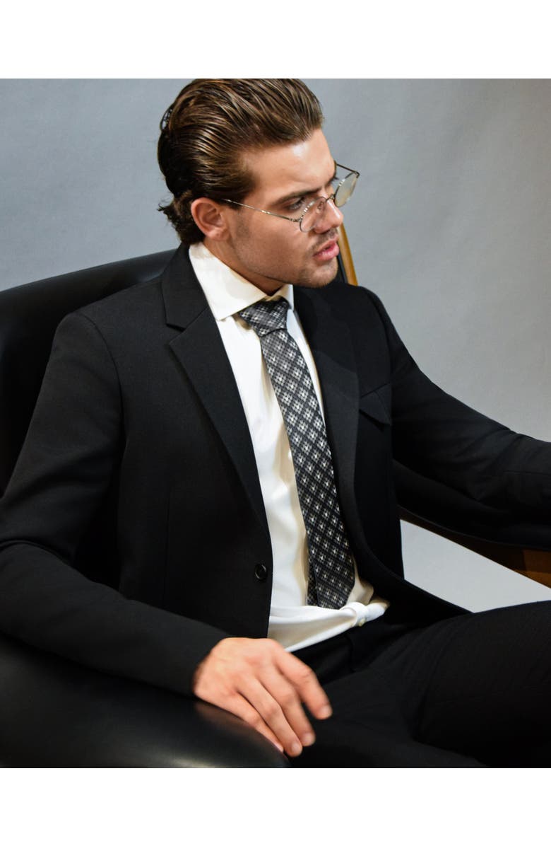 Knottery & Co Houndstooth Mosaic Silk Jacquard Tie, Alternate, color, Charcoal