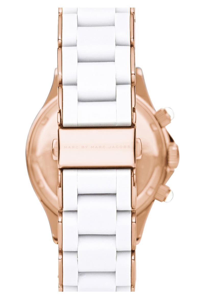 'Rock' Chronograph Silicone Bracelet Watch, 40mm, Alternate, color, ROSE GOLD/ WHITE