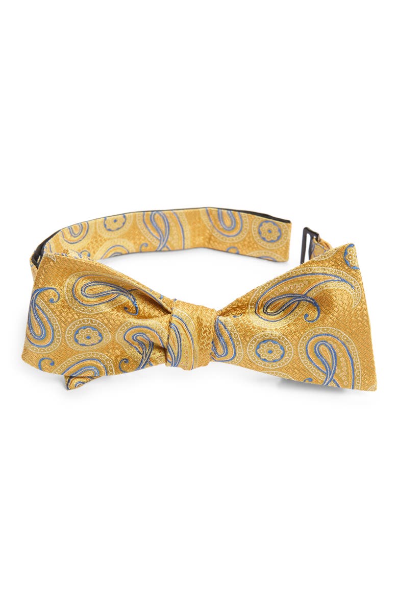 Diley Paisley Silk Bow Tie, Main, color, LEMON