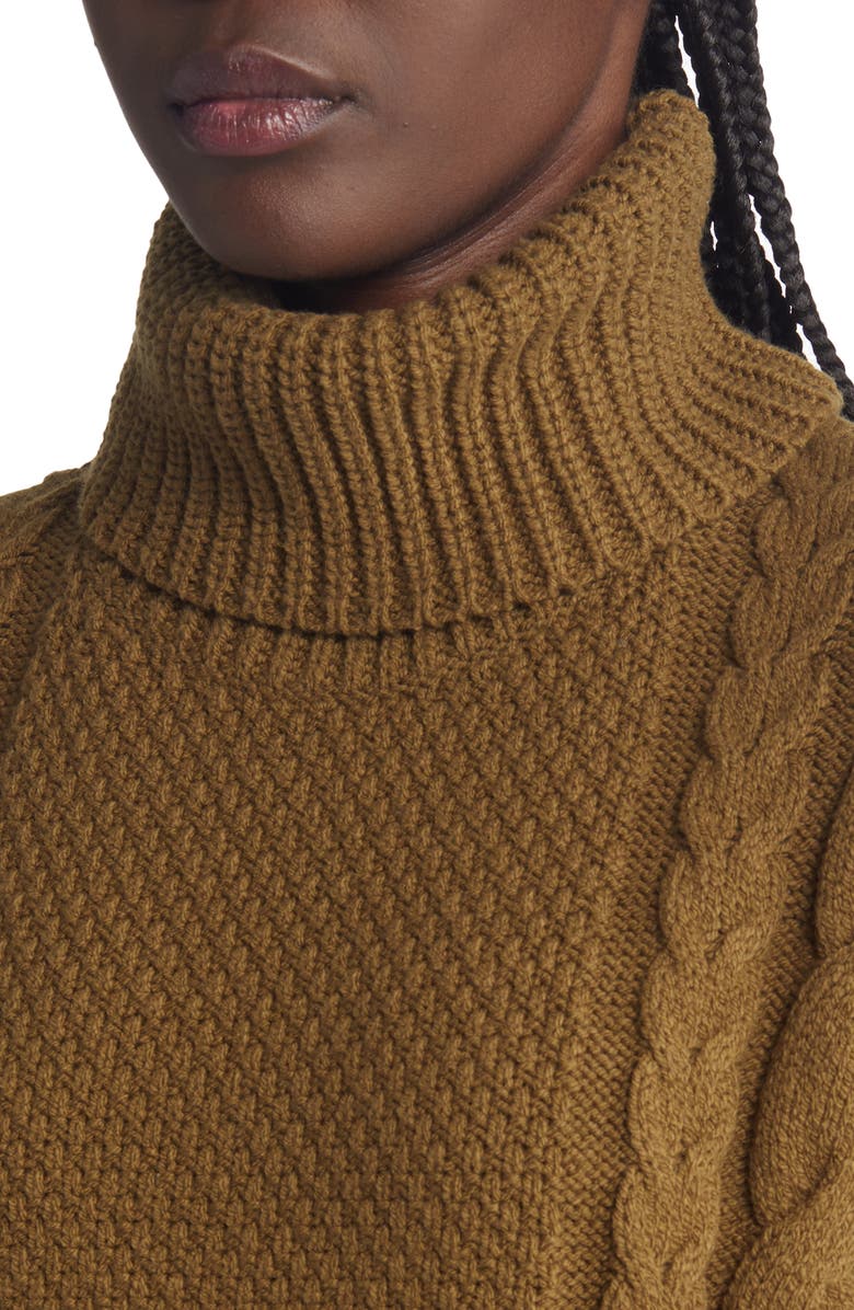 Madewell Crockett Cable Turtleneck Sweater, Alternate, color,