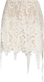 Oscar de la Renta Foxgloves Guipure Lace Miniskirt