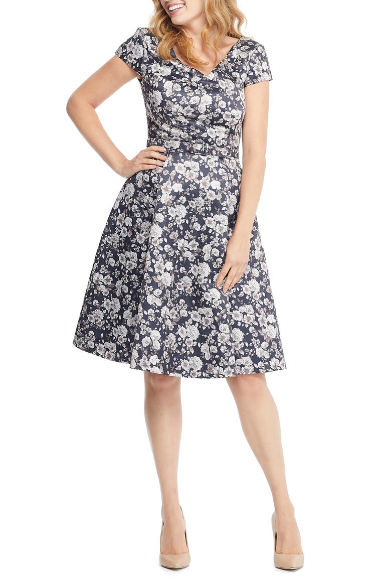 Elle Brightex Duchess Satin Dress, Alternate, color, DEEP COFFEE/ TAUPE