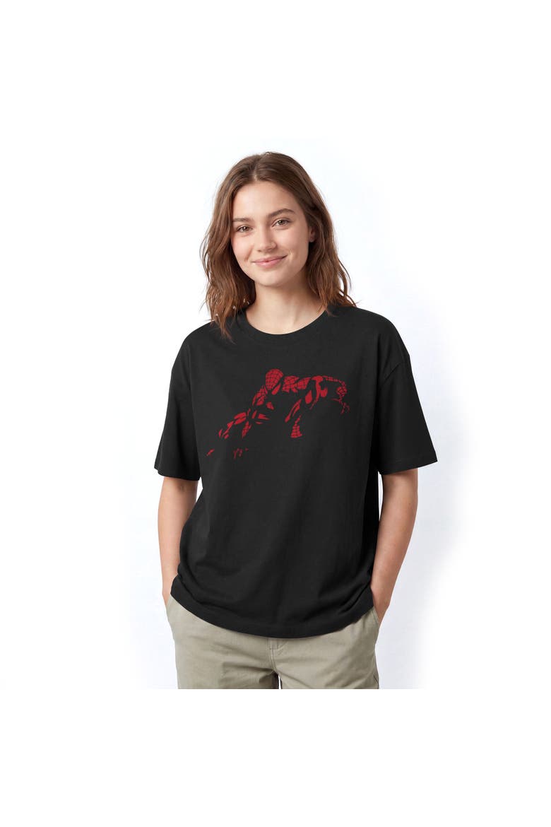 Juniors Marvel Spider-Man Vintage Red Wraith Shadow Pose T Shirt, Main, color, Black