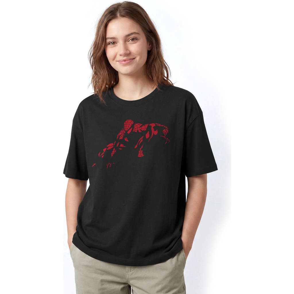 Marvel: Spider-man Juniors Marvel Spider-man Vintage Red Wraith Shadow Pose T Shirt In Black