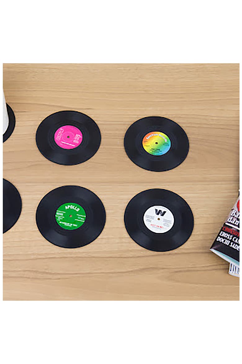 Retro Vinyl Coasters Set of 6, Alternate, color, NO COLOR
