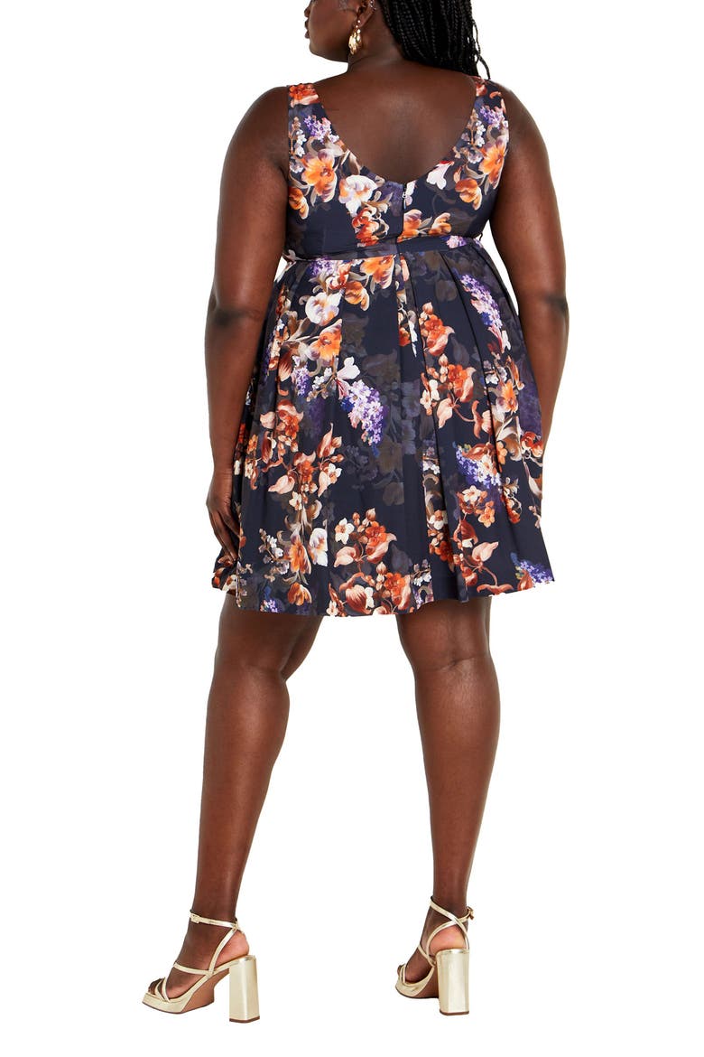 Ora Sleeveless Fit & Flare Minidress, Alternate, color, NAVY PRINT