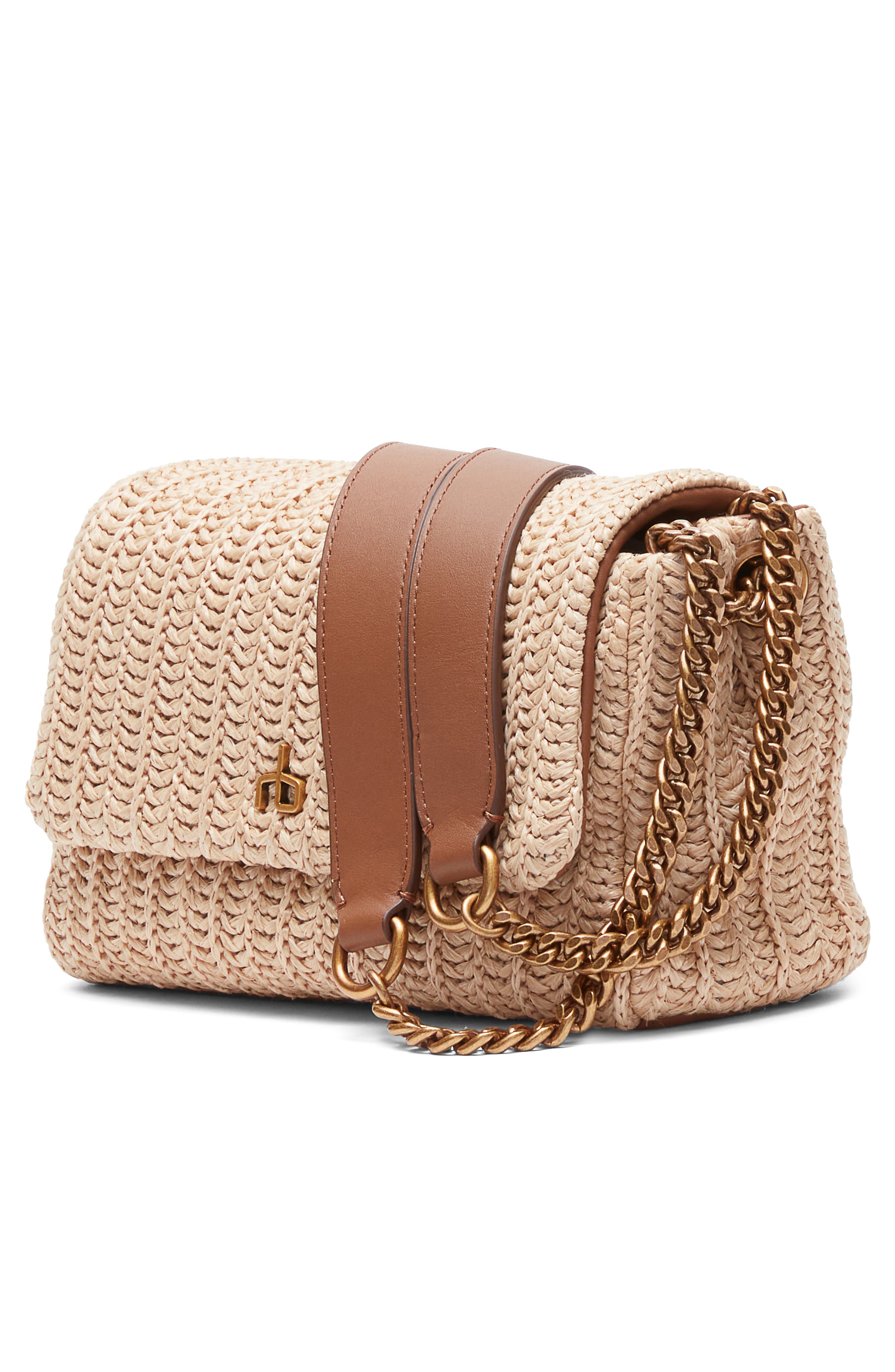 rag & bone Small Chelsea Straw Flap Crossbody Bag, Alternate, color, Natural