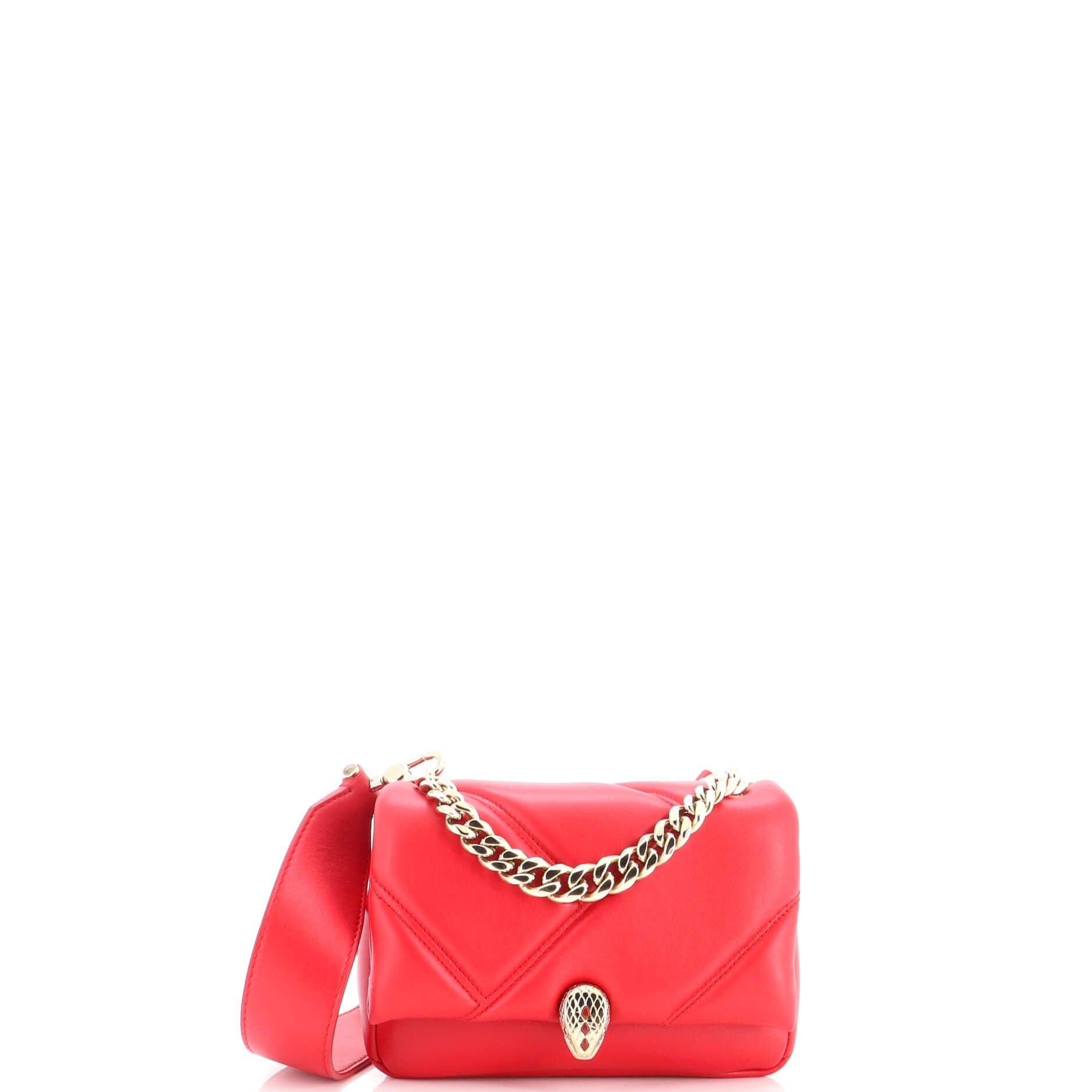 Pre-owned Bvlgari  Bvlgari Serpenti Cabochon Shoulder Bag Diagonal Quilted Leather Mini In Red