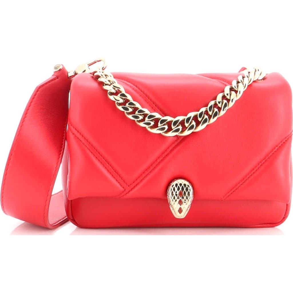 Pre-owned Bvlgari Bvlgari Serpenti Cabochon Shoulder Bag Diagonal Quilted Leather Mini In Red