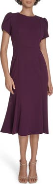 Calvin Klein Tulip Sleeve Crepe A-Line Midi Dress