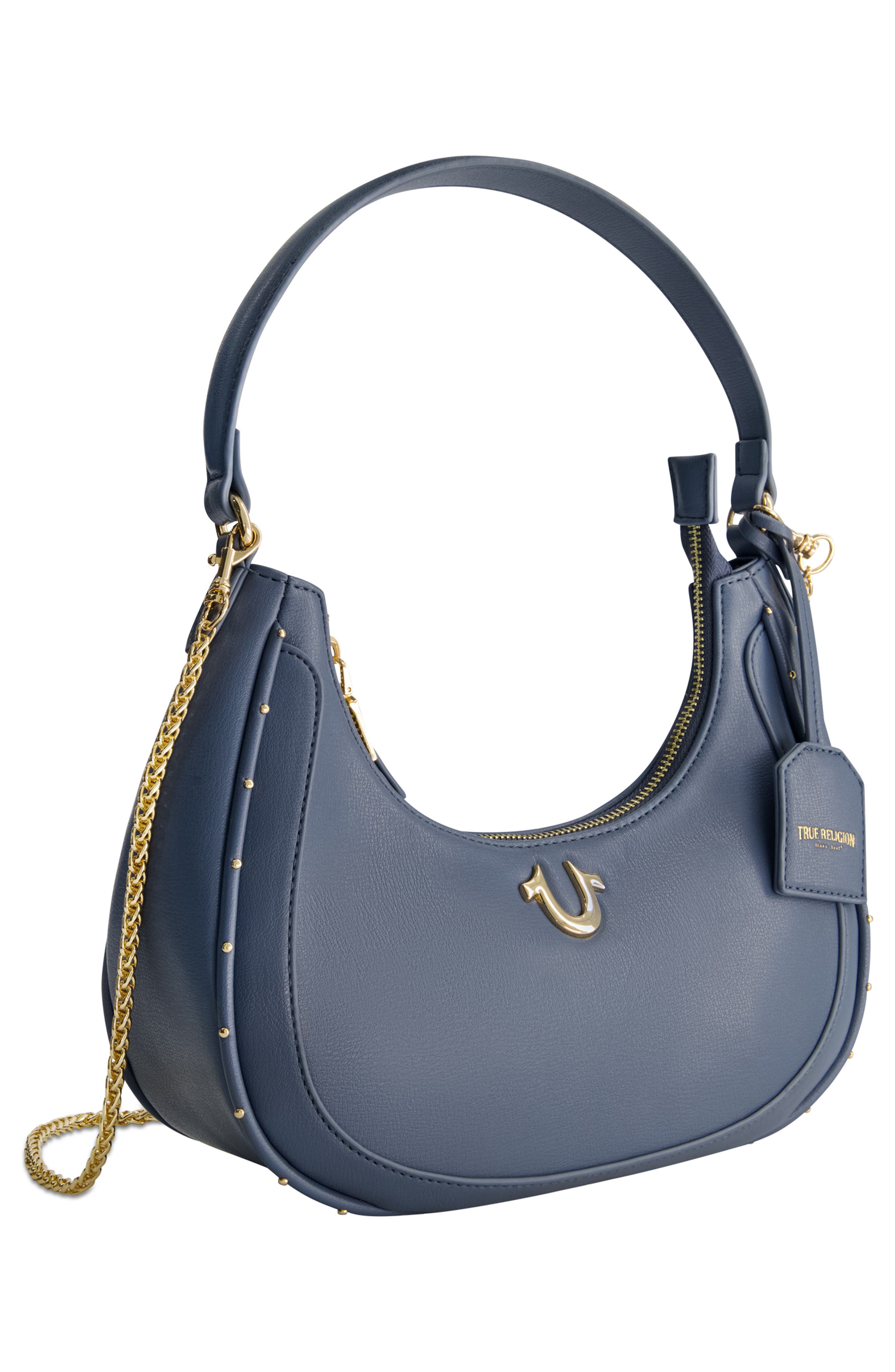 Zip Top Crescent Hobo Bag, Alternate, color, BLUE