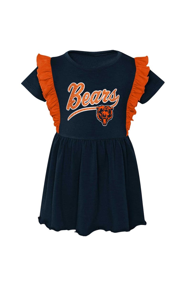 Outerstuff Girls Preschool Navy Chicago Bears Too Cute Tri-Blend Dress, Alternate, color, Navy